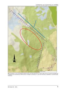 Kart som viser topografi, skitrekker (T1 og T2) og en planlagt trasé for T2. Kartet inneholder også en sirkel som markerer et område (hyttefeltet F5).