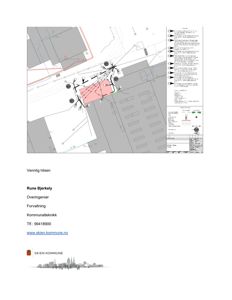 Situasjonsplan som viser tomt, bygninger, veier og tilknytningsforhold med teknisk notat.