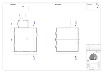 Etasjeplaner for 1. og 2. etasje med romfordeling og mål.