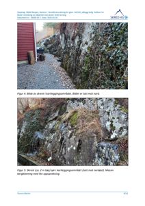 Fotografier av skrent og berg i kartleggingsområdet, inkludert beskrivende tekster under bildene.