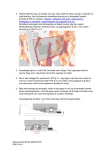Kart som viser skredfare (varmefargekart) over et område med en bygning, inkludert en rød polygon som markerer tiltaksområdet.