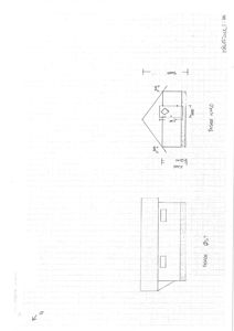 En tegning som viser fasadeopprikk for en bygning sett fra øst og vest, med angitte mål og vindusposisjon.