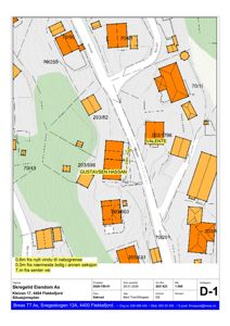 Situasjonsplan som viser tomtetilligg, nabogrenser og bygningsplassering.