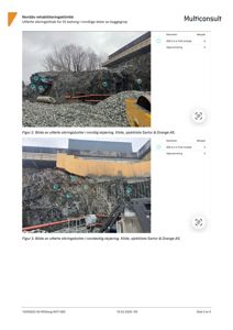 Fotografier av utførte sikringstiltak (sikringsbolter) i skjæring ved Nordås rehabiliteringsklinikk.