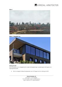 To bilder av en bygning og omgivelsene, inkludert en fasade og et landskapsbilde.