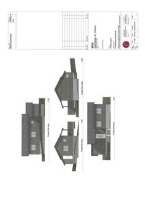 Fasadetegning som viser utsiden av en bygning fra fire ulike vinkler (vest, øst, sør og nord).