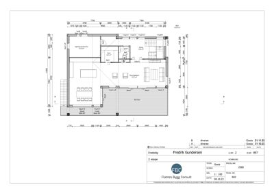 Etasjeplan for 2. etasje i enebolig med romfordeling, dimensjoner og arealoppdelinger.