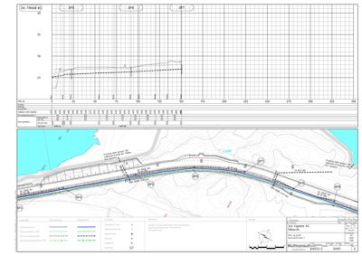 Situasjonsplan som viser topografi, vannmasser, eksisterende og planlagt infrastruktur (veier, rørganger) samt bygningers plassering (SF4-SF7).