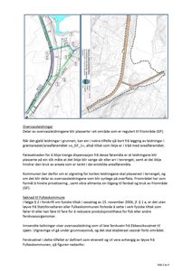 Kart eller situasjonsplan som viser overvassleidingar og topografi.