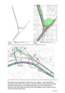 Situasjonsplan som viser overvasssledninger (SP og PS) i forhold til veggrunn, grøntareal og topografi.