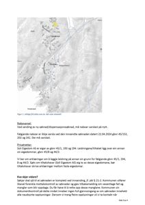 Bildet viser et kartutsnitt (kalt 'utklipp frå atlas.nve.no') som illustrerer topografi og eiendomsgrenser i et område.