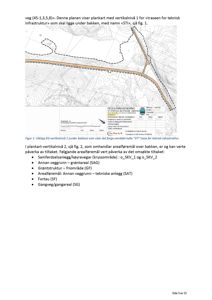 Situasjonsplan som viser et utklipp fra en vertikalnivåplan (under bakken) med topografiske kurver og en markert trase for teknisk infrastruktur (STI).
