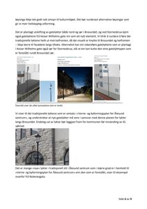 Dokument med tekst om lysmastene i Brosundet og tre innlagte bilder av ulike gatebelysningstyper.