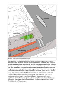 Situasjonsplan som viser bygningens plassering i forhold til gater (Lorkenesgata, Keiser Wilhems gate), parkeringsområder, og detaljer som bordsteiner, planter og benker.