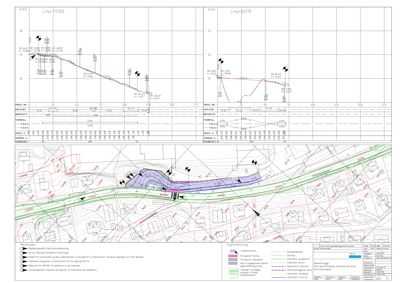 Situasjonsplan som viser tomtens form, grenser, naboeiendommer og planlagt bebyggelse med profileringer.