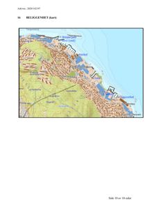 Et kart som viser beliggenheten til et område (Tangen, Skippervika, Glassverket) med topografi og vannveier.