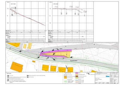 Situasjonsplan som viser bygningens plassering i forhold til omgivelsene, inkludert vei, terreng og nabobebyggelse.