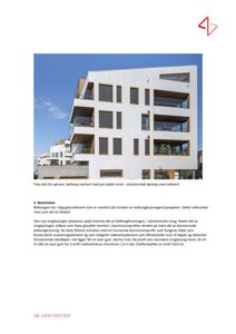 Fotografi av en moderne bygning sett fra siden, med en markert balkong.