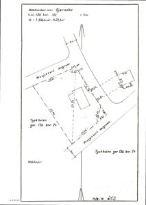 Målebrevskart over eiendommen Bjørnebo med angitte grenser, areal og nabolag.