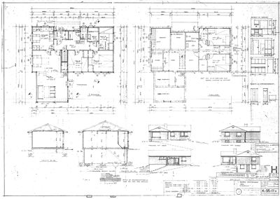 Fasadetegning med oppriss av bygning sett utenfra