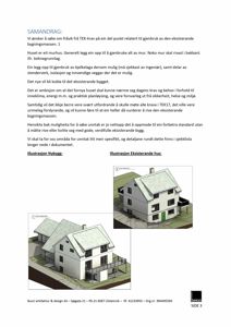 3D-visualiseringer (renderinger) av et hus, inkludert et eksisterende hus og et nybygg.