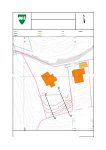 Situasjonskart som viser eiendomsgranser, høydemålerlinjer (koteliner), nabolag og topografi for eiendommen Gjerivegen 27.