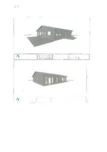 Bildet viser to 3D-visualiseringer av en planlagt bygning sett fra ulike vinkler.