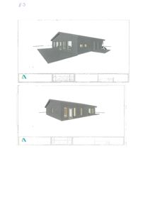 Bildet viser to 3D-visualiseringer av en planlagt bygning sett fra ulike vinkler.