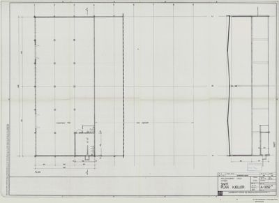 Etasjeplan (eller kjellerplan) som viser romfordeling, dimensjoner og plassering av veggene.