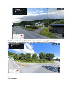 Google Street View bilder som viser eksisterende veisituasjon og nabolag.