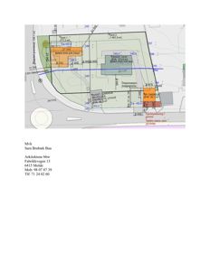 Situasjonsplan som viser tomtens grenser, eksisterende og planlagt bebyggelse, samt arealoppdelinger.