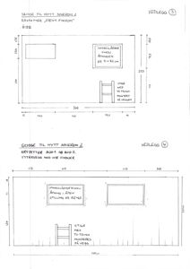 Skisser til nye soverom med romfordeling, vindusåpninger og trinn.