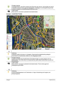 Kart som viser et flomveisystem, overvann og bygningsplassering i området Svartkruttveien.