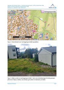 Bildet viser et kart over et kartleggingsområde med topografi og veier, samt et fotografi av området nedenfor.