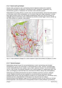 Kart som viser blågrønne strukturer og møteplasser i et område.