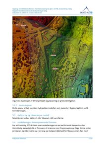 Et kart eller en digital modell som viser topografi, høydeforskjeller og grensebevisninger for et område.