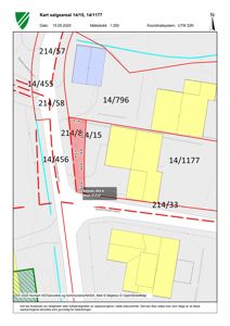 Situasjonsplan som viser eiendomsgrenser, areal og naboeiendommer.