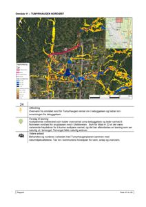 Et kart som viser et geografisk område med overlagte data om overvann og terrengforhold.