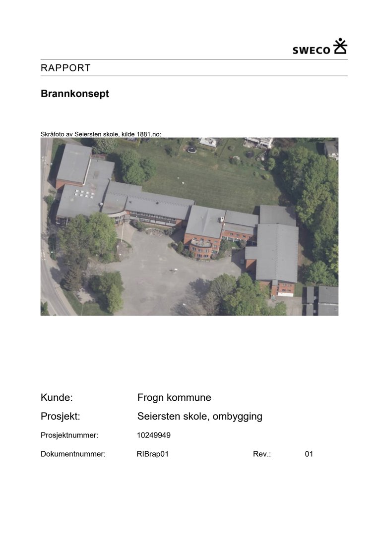 Et skråfoto (luftfoto) av Seiersten skole som viser bygningene og tomma sett fra luften.