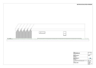 Fasadetegning av en rekkebolig sett fra øst