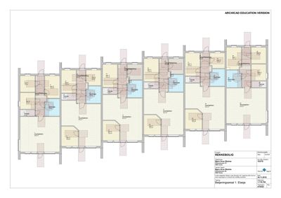 Etasjeplan for 1. etasje av en rekkebolig med romfordeling og arealangivelser.