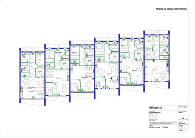 Etasjeplan som viser romfordeling og veggkonstruksjoner for etasjen 'Brannvegger 1. Etasje'.