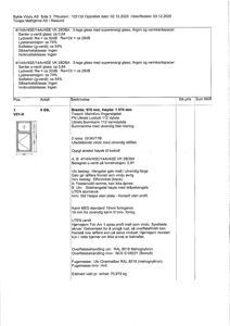 Teknisk detaljtegning for et vindu (V01-H) med spesifikasjoner for glass, ramme, farge og vekt.