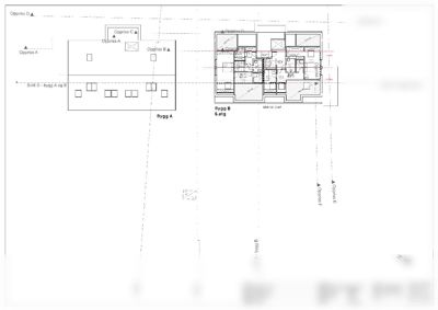 Etasjeplan (6. etasje) som viser romfordeling og plassering for Bygg A og Bygg B.