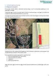 Oversiktsbilde (flyfoto) av tiltaksstedet med en tegnet situasjonsplan overlatt.