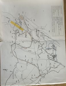 Situasjonsplan som viser eiendomsforhold, vegnett og topografi for et område i Fjære kommune.