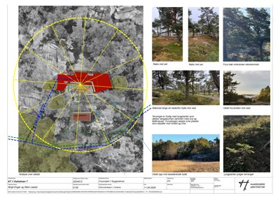 Situasjonsplan med analyse av tomt, nabolag og landskap