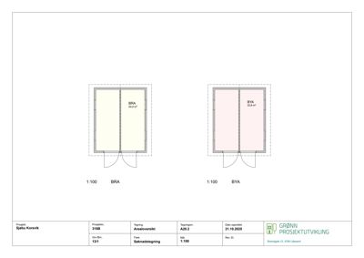 Arealoversikt (BRA og BYA) for etasjeplanen i byggesaken.