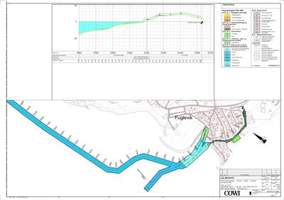 Situasjonsplan som viser tomtens beliggenhet i Fuglevik, omgivende infrastruktur, og planlagte tiltak med fargekoding.