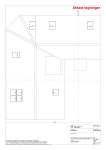 Tegning av takplan (tak) med angitte rom og dimensjoner.